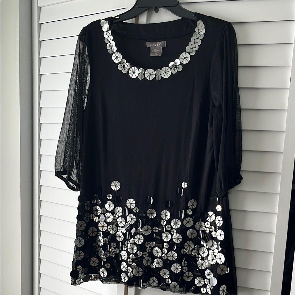 Chic Black and Silver Women's Top